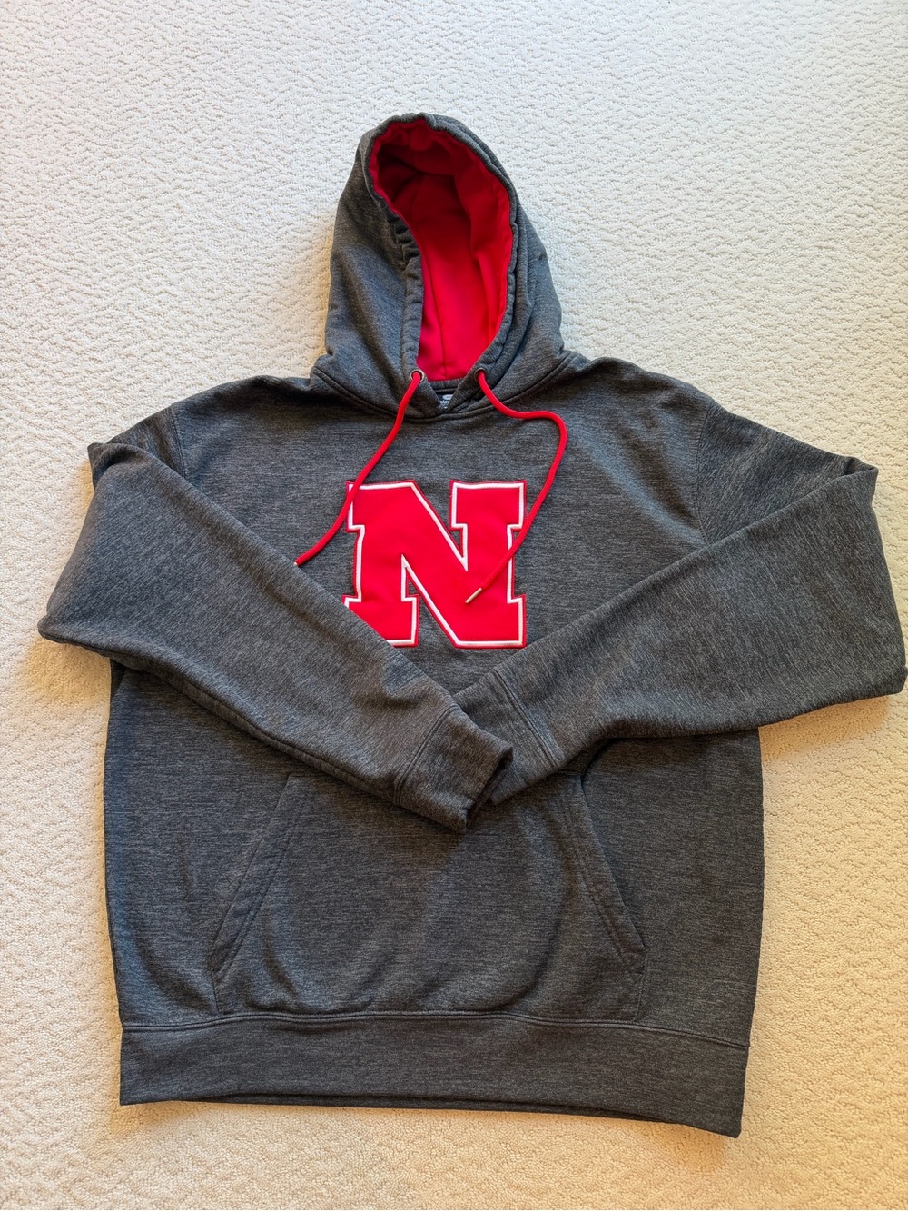 Colosseum Charcoal Gray Hoodie with Red 'N' Applique